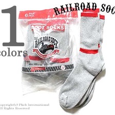 RAILROAD SOCK "6P BOOT SOCKS" 6-PAIR BAG CREW BOOT SOCK-RED TOP AND STRIPE 6014画像