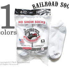 RAILROAD SOCK "6P NO SHOW" MEN'S 6 PAIR NO SHOW-GREY HEEL&TOE 6066画像