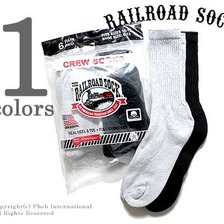 RAILROAD SOCK "6P CREW BLK&GRY" MEN'S 6 PAIR CREW-3BLACK 3GREY 6091画像