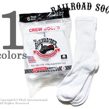 RAILROAD SOCK &rdquo;6P CREW WHT&rdquo; MEN'S 6 PAIR CREW-SOLID WHITE 6070画像