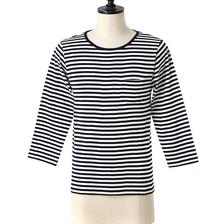 Letroyes ALAIN BP 3/4 Raye-BOAT NECK 3/4 STRIPE-Marine x Latte- LT410画像