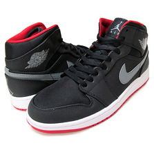 NIKE AIR JORDAN 1 MID blk/cool grey-gym red 554724-004画像