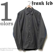 FRANK LEDER ドイツ製 ブルー/ブラウンライトコットン 2WAY前立てダークブラウンシャツ 0516025画像