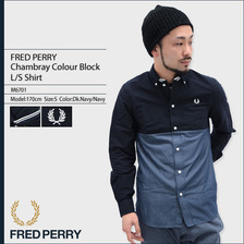 FRED PERRY Chambray Colour Block L/S Shirt M6701画像