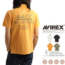 AVIREX S/S MATERIAL COMBI MILITARY POCKET POLO SHIRT 6153358画像