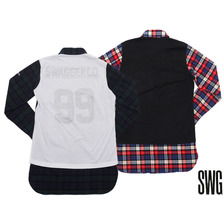 SWAGGER TARTAN CHECK LONG SWITCH FLANNEL SHIRTS画像