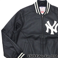 Supreme &times; New York Yankees &times; '47 Brand Leather Varsity Jacket NAVY画像