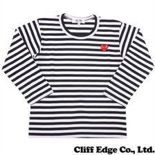 PLAY COMME des GARCONS ハートワッペン ボーダー長袖Tシャツ BLACK画像