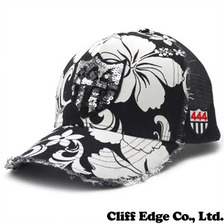YOSHINORI KOTAKE DESIGN FLOWER 444ロゴ メッシュキャップ BLACKxWHITE画像