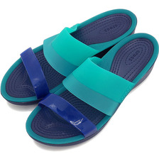 crocs ColorBlock wedge w TROPICAL TEAL/NAUTICAL NAVY 200031-3L7画像