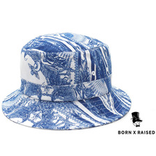 BORN X RAISED FLAG BUCKET HAT WHITE画像