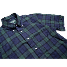 GITMAN VINTAGE S/S REGULAR FIT B.D. BLACKWATCH SHIRTS/navy x green画像