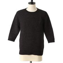 KURO Cotton Linen 5G Border Knit Crew Neck Sweat 961042画像