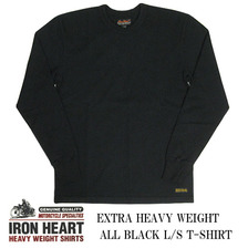IRON HEART EXTRA HEAVY WEIGHT ALL BLACK L/S T-SHIRT IHTL-1501画像