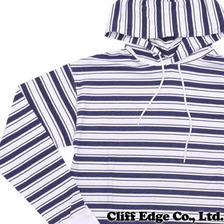 the POOL aoyama BORDER L/S HOODIE NAVYxWHITE画像