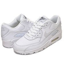 NIKE AIR MAX 90 LEATHER GS wht/wht-cool gry 724821-100画像