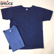 mayo SPRUCE インディゴ染め 半袖 ヘビーウェイト ポケット Tシャツ画像
