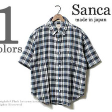 Sanca ビッグシルエット半袖チェックボタンダウンシャツ S15SSH17画像