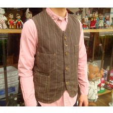 FREEWHEELERS UNION SPECIAL OVERALLS &ldquo;CONDUCTOR VEST&rdquo; Vintage Random Stripe 1521020画像