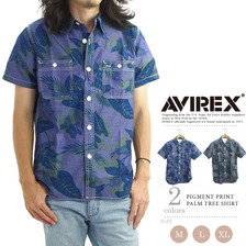 AVIREX TYPE BLUE PIGMENT PRINT PALM TREE SHIRT 6155140画像