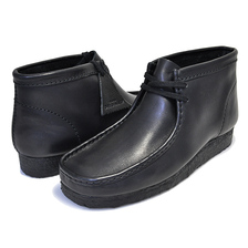 Clarks WALLABEE BOOT BLACK LEATHER 26103666画像