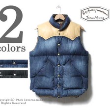 Rocky Mountain Featherbed ユーズドウォッシュ デニムダウンベスト 450-512-03画像