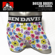 BEN DAVIS BOXER BRIEFS -WHITE FLOWER- BDU-0011W画像