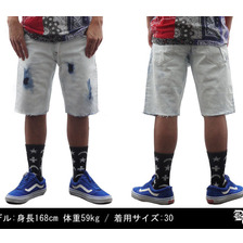 DREAM TEAM ICE WASH DENIM SHORTS画像