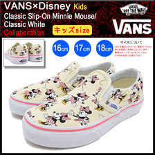 VANS &times; Disney Kids Classic Slip-On Minnie Mouse/Classic White VN-01SQGHI画像