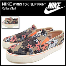 NIKE WMNS TOKI SLIP PRINT Rattan/Sail 724769-218画像