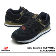 new balance ML574 HBL BLACK/GOLD画像