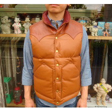 RAINBOW COUNTRY LEATHER DOWN VEST COWHIDE×HORSEHIDE CAMEL RCL-10037HC画像