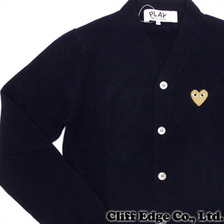 PLAY COMME des GARCONS GOLD HEART KNIT CARDIGAN NAVY画像