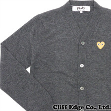 PLAY COMME des GARCONS GOLD HEART KNIT CARDIGAN GRAY画像