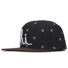 In4mation IMT144 HI DENIM CROSS STITCH SNAPBACK BLACK DENIMxBROWN画像
