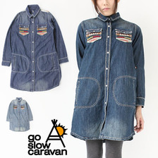 go slow caravan DENIM 刺繍 シャツワンピース 330714画像
