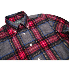 GITMAN VINTAGE L/S REGULAR FIT B.D. SHAGGY CHECK SHIRTS/grey x red画像