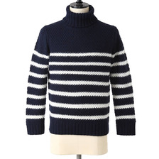 Letroyes TURTLENECK PULLOVER-Marine x Latte- LTW906-ECB01画像