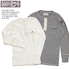 SUGAR CANE FICTION ROMANCE HEAVY COTTON L/S HENLEY TEE SC67160画像