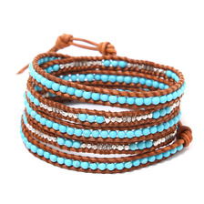 CHAN LUU 5 Wrap Blacelet -TURQ NAT BRN- BSM-1625画像