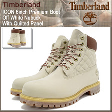 Timberland ICON 6inch Premium Boot Off White Nubuck With Quilted Panel 9657B画像