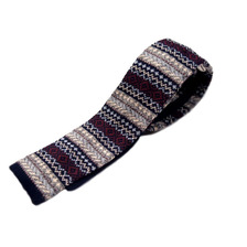 IVY PREPSTER VASSAR AUTUMNAL FAIRISLE KNIT TIE made in U.S.A./indigo画像