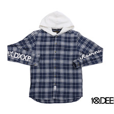 10DEEP WORK HOODED FLANNEL SHIRT NAVY画像