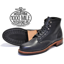 Wolverine 1000MILE BOOTS EVANS BLACK LEATHER MADE IN USA W40048画像