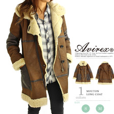 AVIREX LADIES MOUTON LONG COAT 6251025画像