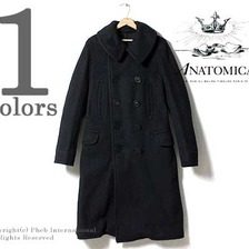 ANATOMICA ブラウンズビーチクロス裏使い ロングピーコート 530-502-05画像