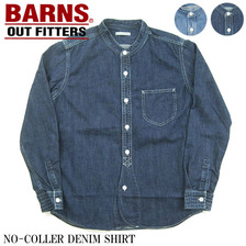 BARNS NO COLLER DENIM SHIRT BR-6457画像