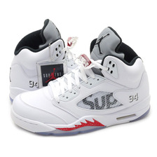 NIKE AIR JORDAN 5 RETRO SUPREME WHITE/BLACK-VARSITY RED 824371-101画像