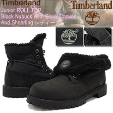 Timberland Junior ROLL TOP Black Nubuck With Black Canvas And Shearling 43960画像