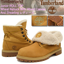 Timberland Junior ROLL TOP Wheat Nubuck With Wheat Canvas And Shearling 43959画像
